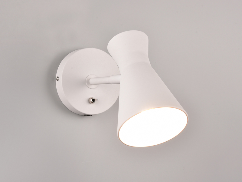 Wandstrahler ENZO Retro Weiß mit Schalter & Stecker, Breite 12cm