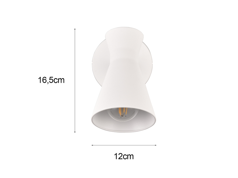 Wandstrahler ENZO Retro Weiß mit Schalter & Stecker, Breite 12cm