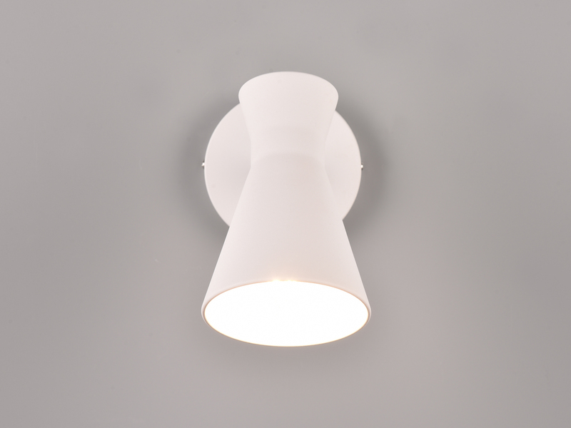 Wandstrahler ENZO Retro Weiß mit Schalter & Stecker, Breite 12cm