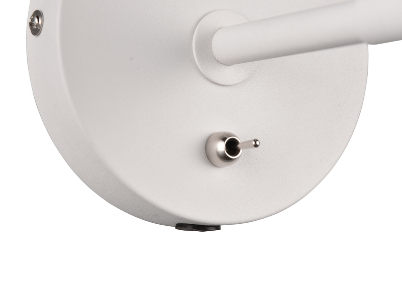 Wandstrahler ENZO Retro Weiß mit Schalter & Stecker, Breite 12cm