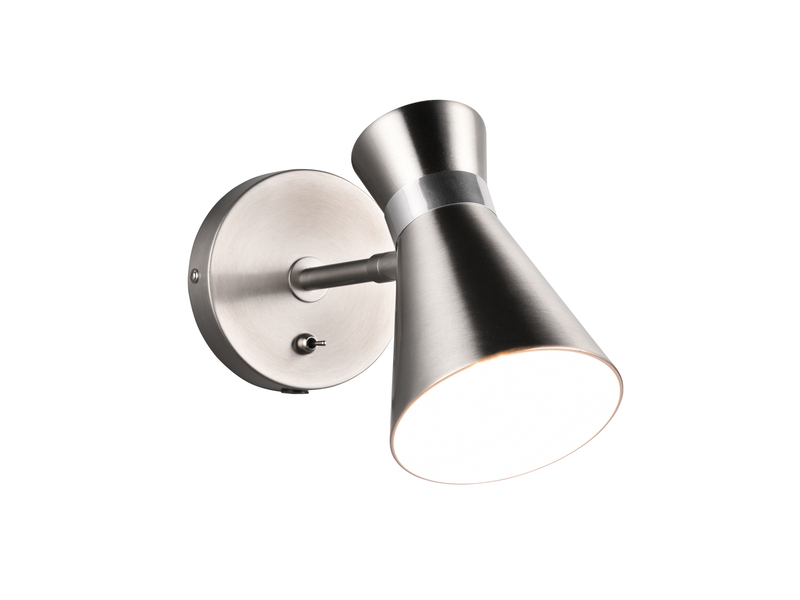 Wandstrahler ENZO Retro Silber mit Schalter & Stecker, Breite 12cm