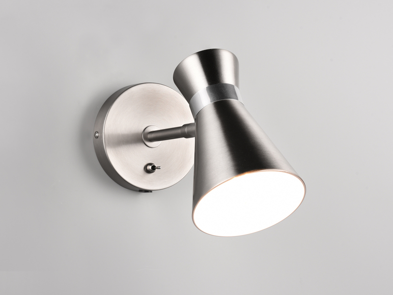 Wandstrahler ENZO Retro Silber mit Schalter & Stecker, Breite 12cm