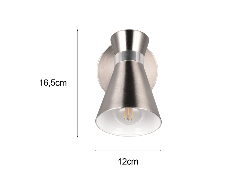 Wandstrahler ENZO Retro Silber mit Schalter & Stecker, Breite 12cm