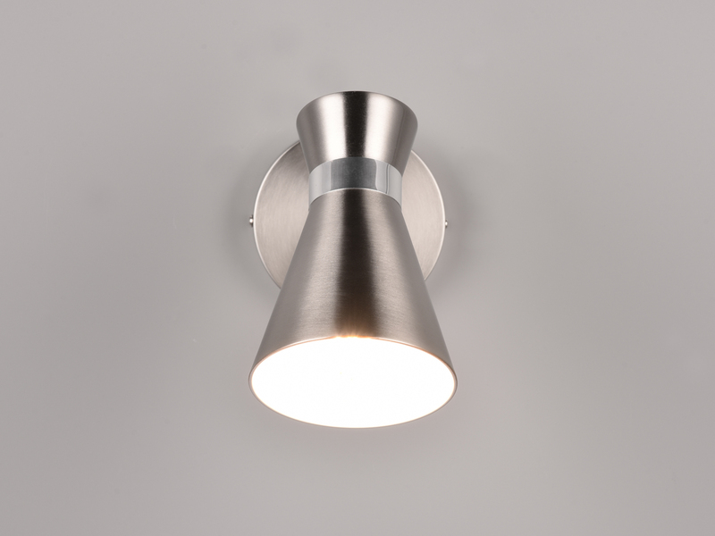 Wandstrahler ENZO Retro Silber mit Schalter & Stecker, Breite 12cm