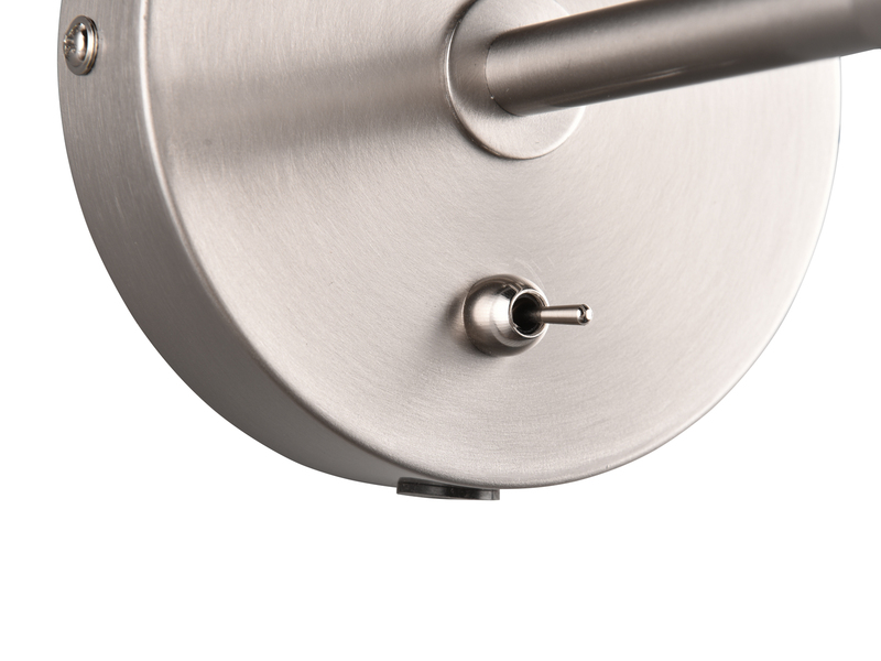 Wandstrahler ENZO Retro Silber mit Schalter & Stecker, Breite 12cm