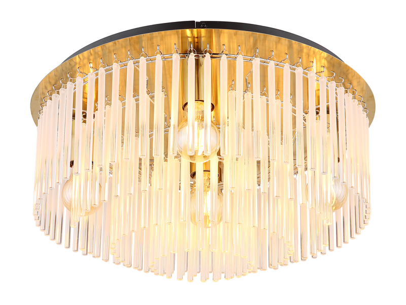 Große Deckenleuchte GORLEY mit Glas Stäben in Kristalloptik, Ø 50cm