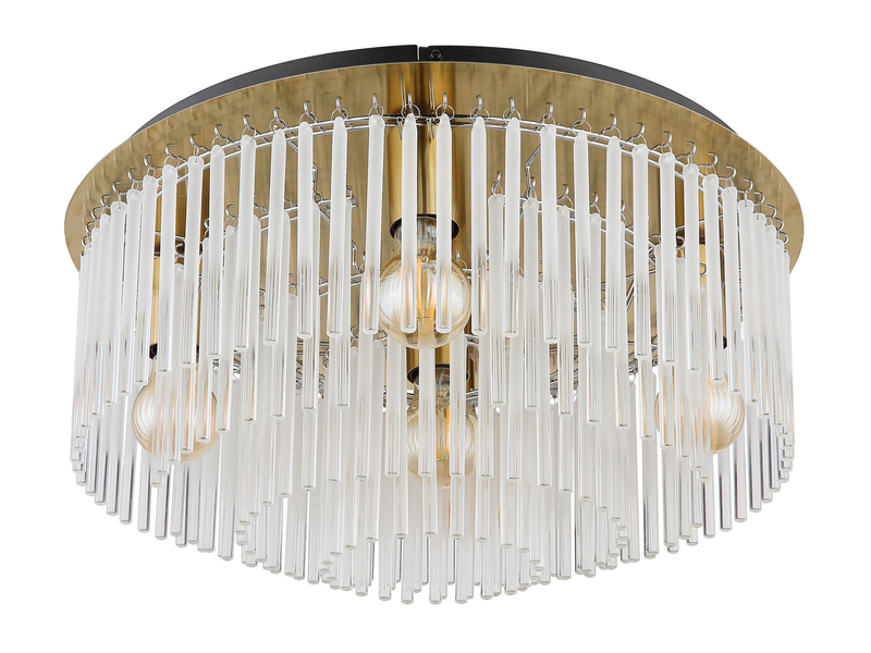 Große Deckenleuchte GORLEY mit Glas Stäben in Kristalloptik, Ø 50cm