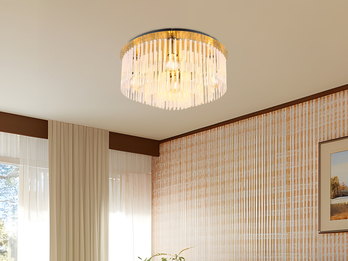 Große Deckenleuchte GORLEY mit Glas Stäben in Kristalloptik, Ø 50cm