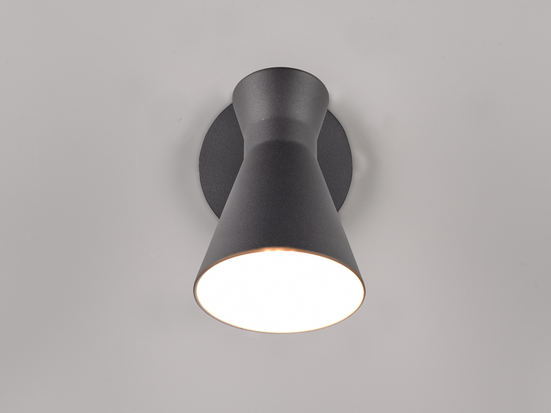 LED Wandstrahler Metall Schwarz mit Schalter & Stecker, Breite 12cm