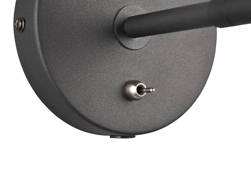 LED Wandstrahler Metall Schwarz mit Schalter & Stecker, Breite 12cm