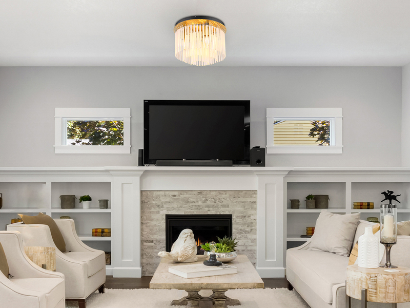 Retro Deckenleuchte GORLEY mit Glas Stäben in Kristalloptik, Ø 32cm