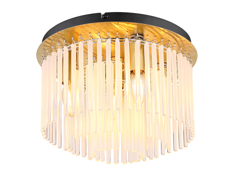 Retro Deckenleuchte GORLEY mit Glas Stäben in Kristalloptik, Ø 32cm