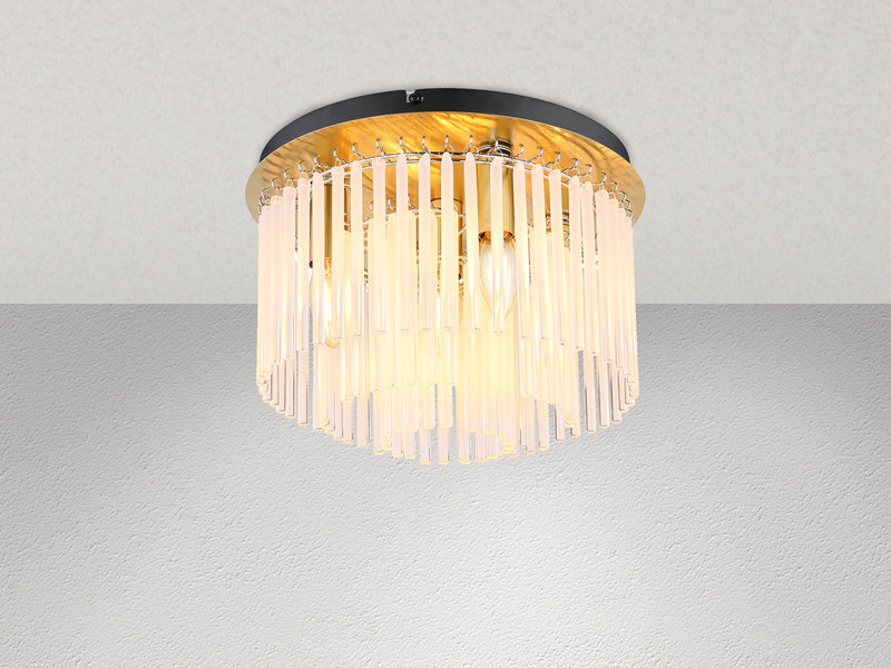 Retro Deckenleuchte GORLEY mit Glas Stäben in Kristalloptik, Ø 32cm