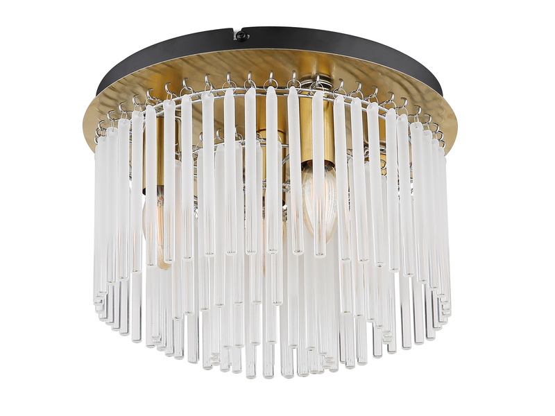 Retro Deckenleuchte GORLEY mit Glas Stäben in Kristalloptik, Ø 32cm