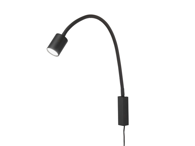 LED Wand Leselampe & Bettlampe JUSTI Schwarz mit Kabel und Stecker, Breite 6cm