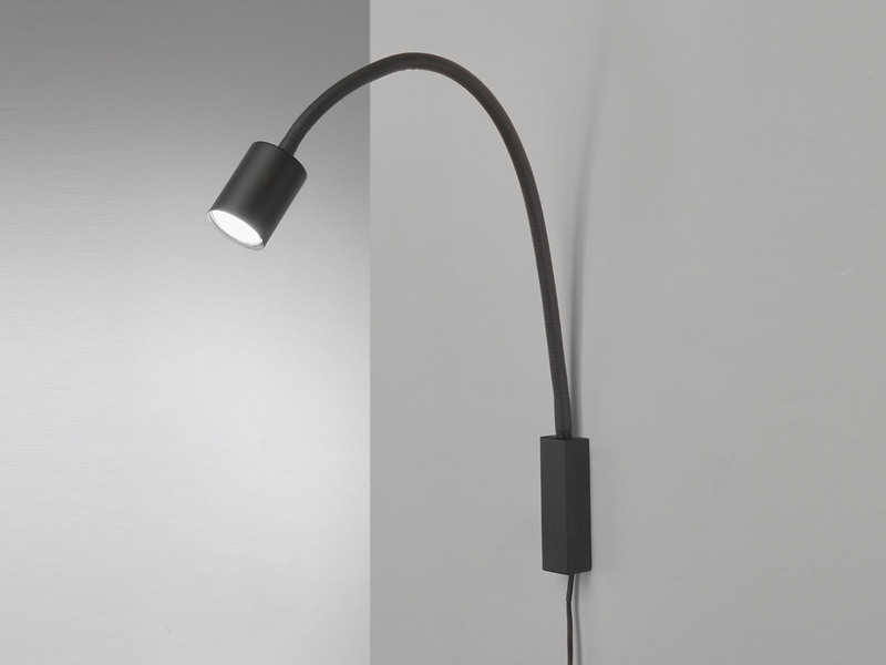LED Wand Leselampe & Bettlampe JUSTI Schwarz mit Kabel und Stecker, Breite 6cm