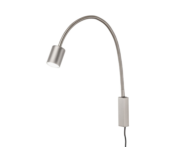 LED Wand Leselampe & Bettlampe JUSTI Silber mit Kabel und Stecker, Breite 6cm