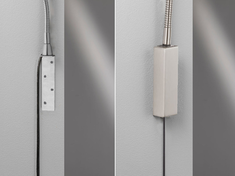 LED Wand Leselampe & Bettlampe JUSTI Silber mit Kabel und Stecker, Breite 6cm