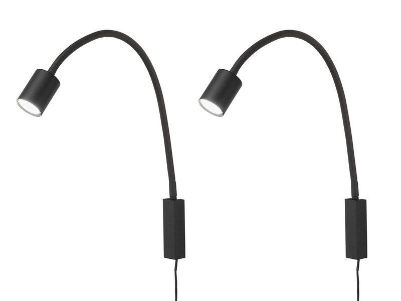 2er SET LED Wand Leselampen & Bettlampen mit Kabel und Stecker, Breite 6cm