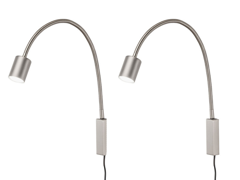 2er SET LED Wand Leselampen & Bettlampen mit Kabel und Stecker, Breite 6cm