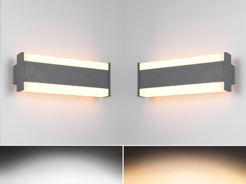 2er-Set LED Außenwandleuchten Up and Down Lichteffekt, Anthrazit Breite 30cm