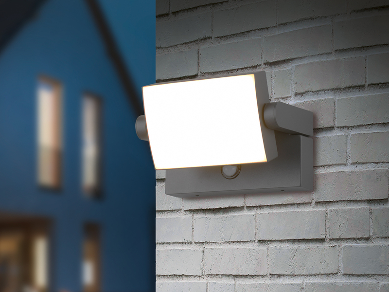 LED Außenwandleuchte KANSAS ALU in Anthrazit mit Bewegungsmelder, Breite 20cm