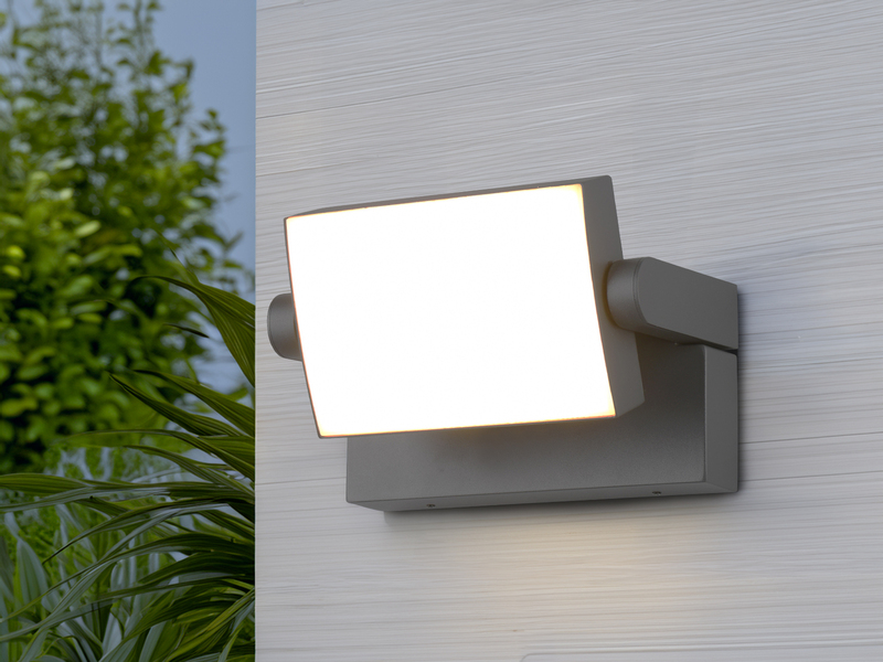 LED Außenwandleuchte KANSAS aus Aluminium in Anthrazit, Breite 20cm