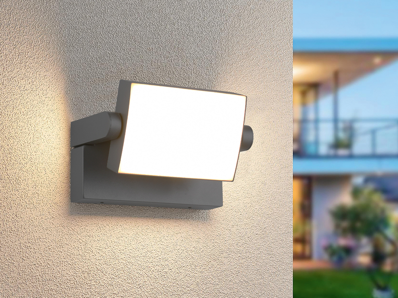 LED Außenwandleuchte KANSAS aus Aluminium in Anthrazit, Breite 20cm