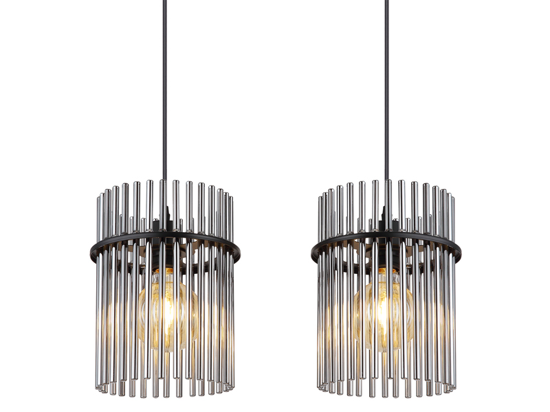 LED Pendelleuchte 4-flammig mit Rauchglas Stäben, Breite 110cm