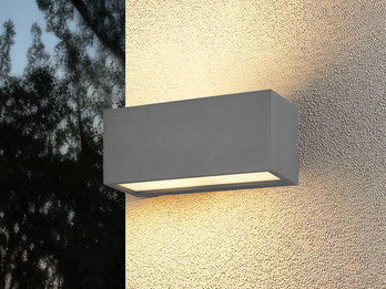 LED Up Down Außenwandleuchte aus Aluminium Anthrazit, Breite 25cm