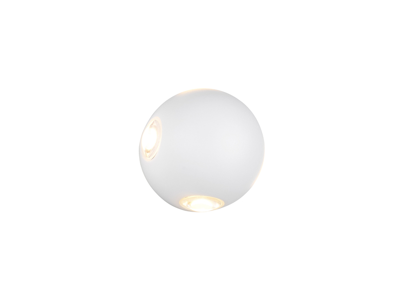 Kleine LED Außenwandleuchte AVISIO 4 flammig, Kugel in Weiß Ø 10cm