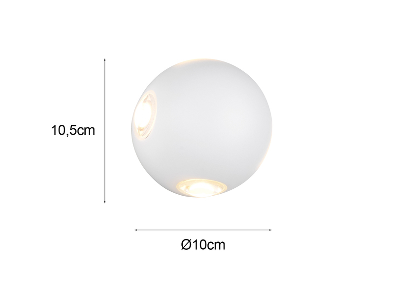 Kleine LED Außenwandleuchte AVISIO 4 flammig, Kugel in Weiß Ø 10cm
