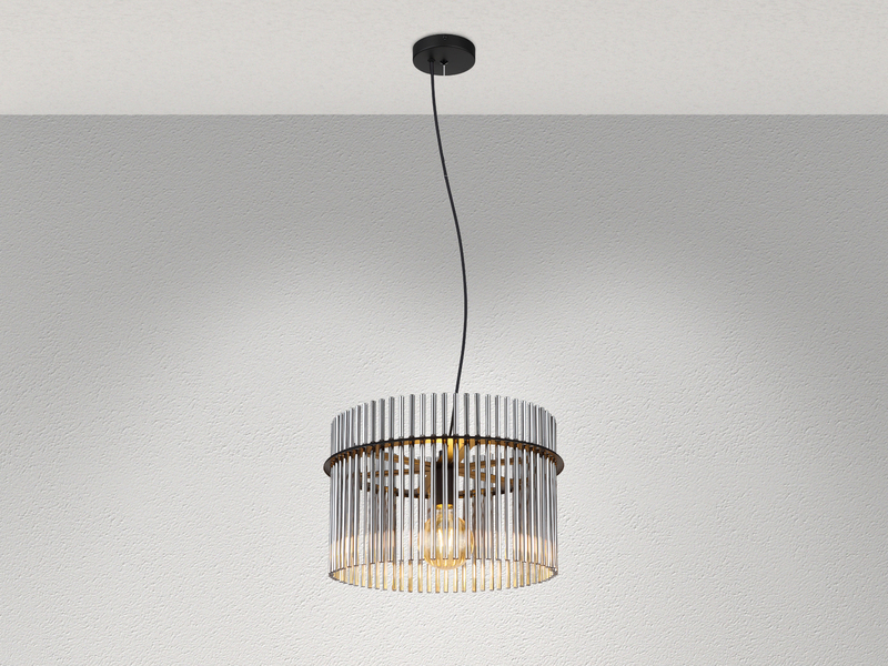 LED Pendelleuchte mit Rauchglas Stäben, Ø 40cm