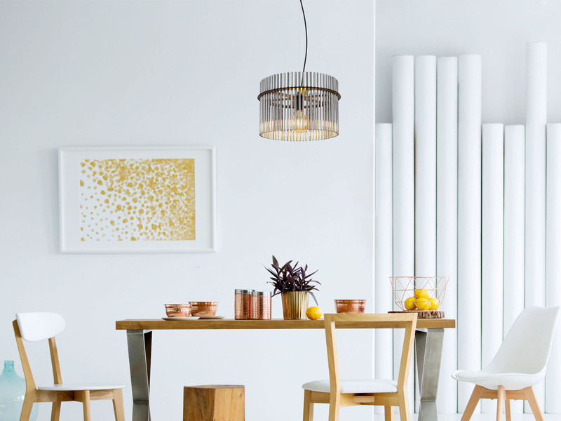 LED Pendelleuchte mit Rauchglas Stäben, Ø 40cm