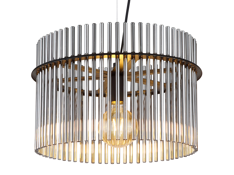 LED Pendelleuchte mit Rauchglas Stäben, Ø 40cm