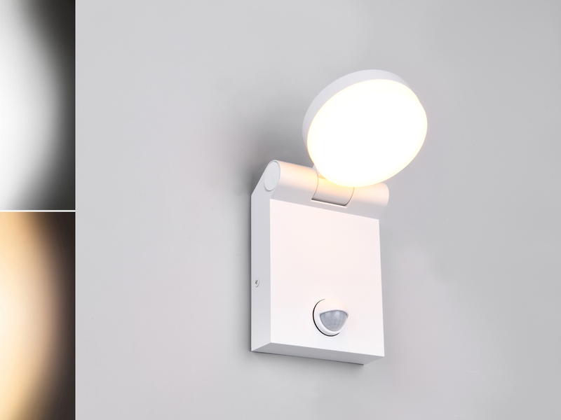 LED Außenwandleuchte ADOUR Höhe 19cm, Weiß mit Bewegungsmelder