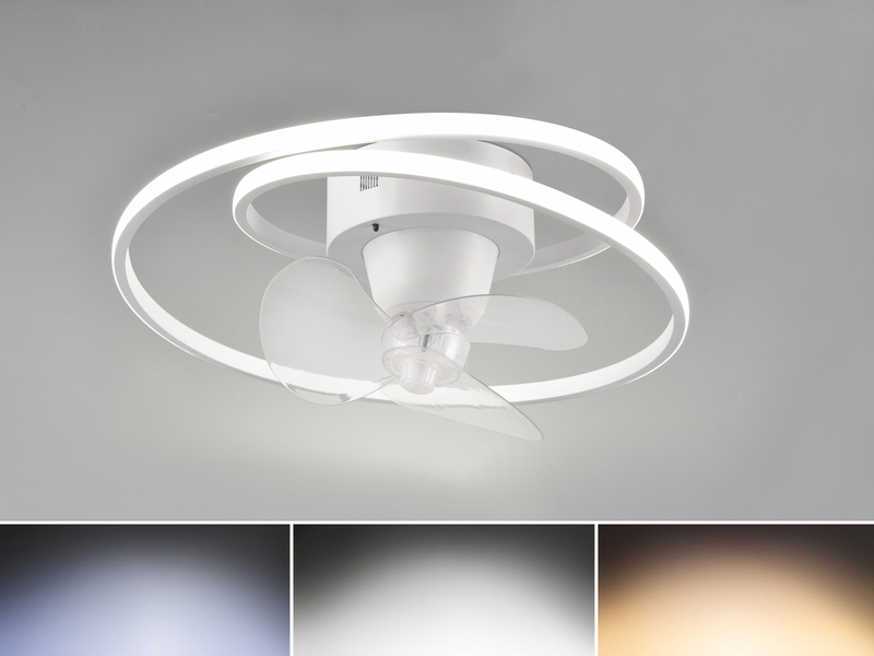 LED Deckenleuchte UMEA Ø 50cm in Weiß mit integriertem Ventilator