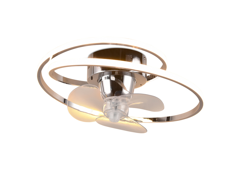 LED Deckenleuchte in Silber Chrom mit integriertem Ventilator, Ø 50cm