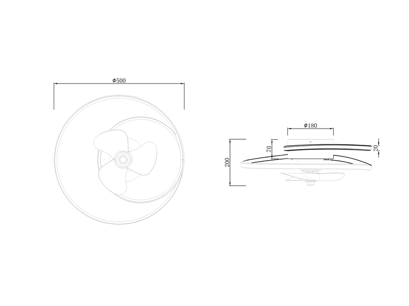 LED Deckenleuchte in Silber Chrom mit integriertem Ventilator, Ø 50cm