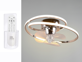 LED Deckenleuchte in Silber Chrom mit integriertem Ventilator, Ø 50cm