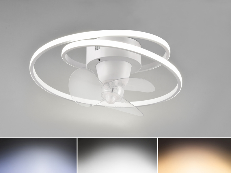 LED Deckenleuchte Ø 50cm in Weiß matt mit integriertem Ventilator