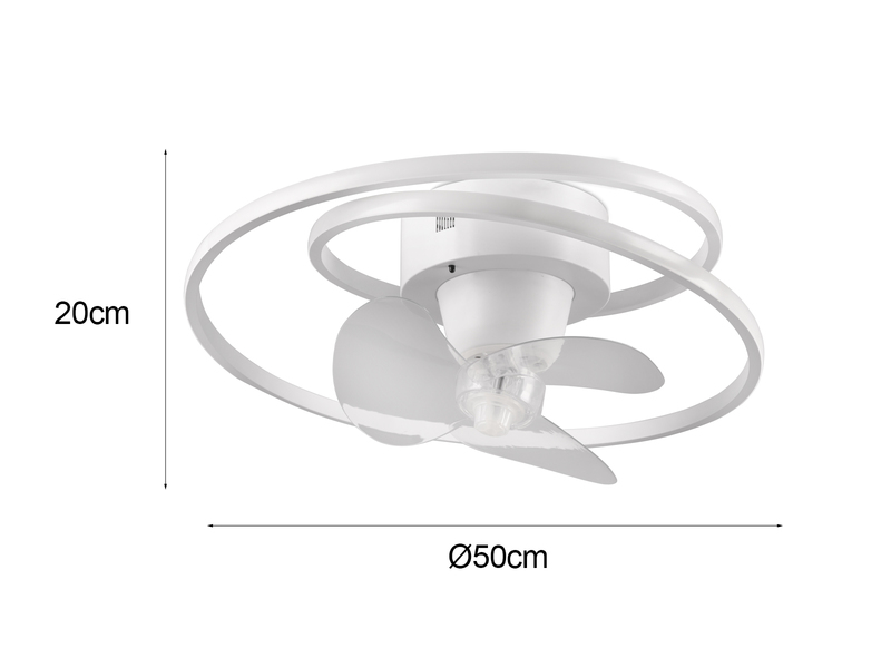 LED Deckenleuchte Ø 50cm in Weiß matt mit integriertem Ventilator