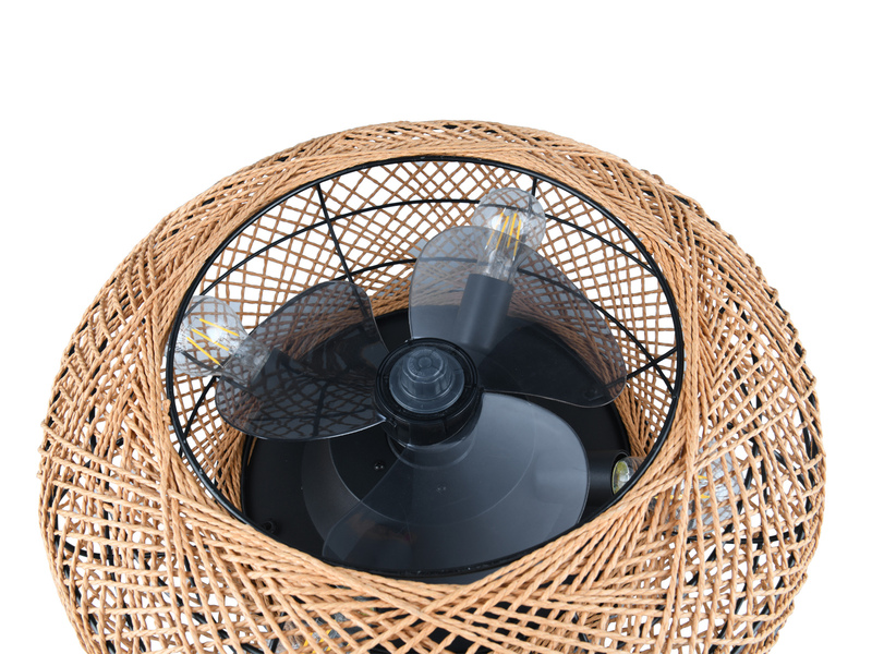 Boho Deckenleuchte LILLESAND mit Ventilator und Fernbedienung, Ø 50cm