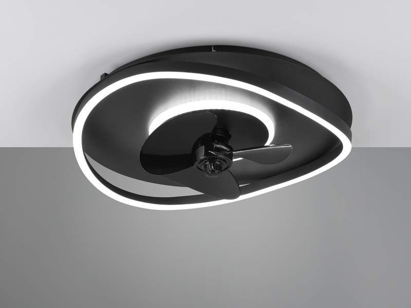 LED Deckenleuchte Schwarz mit Ventilator und Fernbedienung, Ø 50cm