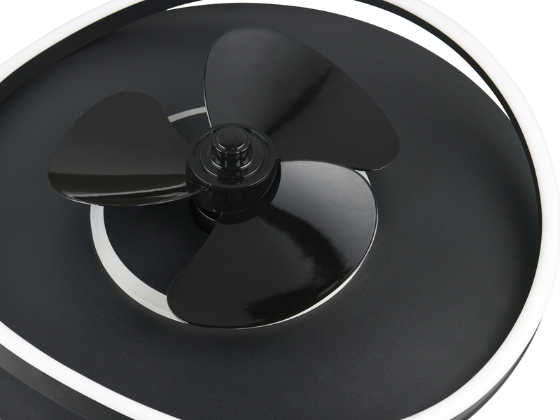 LED Deckenleuchte Schwarz mit Ventilator und Fernbedienung, Ø 50cm