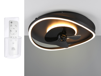 LED Deckenleuchte Schwarz mit Ventilator und Fernbedienung, Ø 50cm