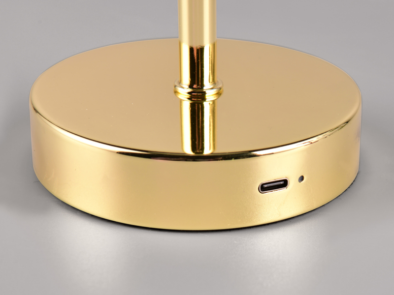 2er SET Akku Tischleuchten, per USB aufladbar dimmbar Messing poliert, Höhe 30cm