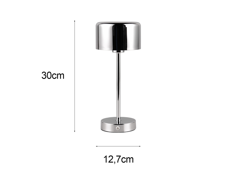 2er SET Akku Tischleuchten, per USB aufladbar, dimmbar, Silber Chrom, Höhe 30cm