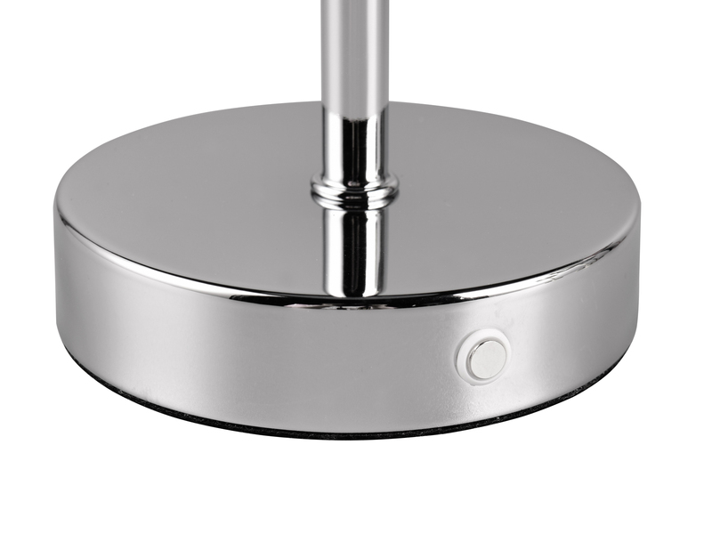 2er SET Akku Tischleuchten, per USB aufladbar, dimmbar, Silber Chrom, Höhe 30cm