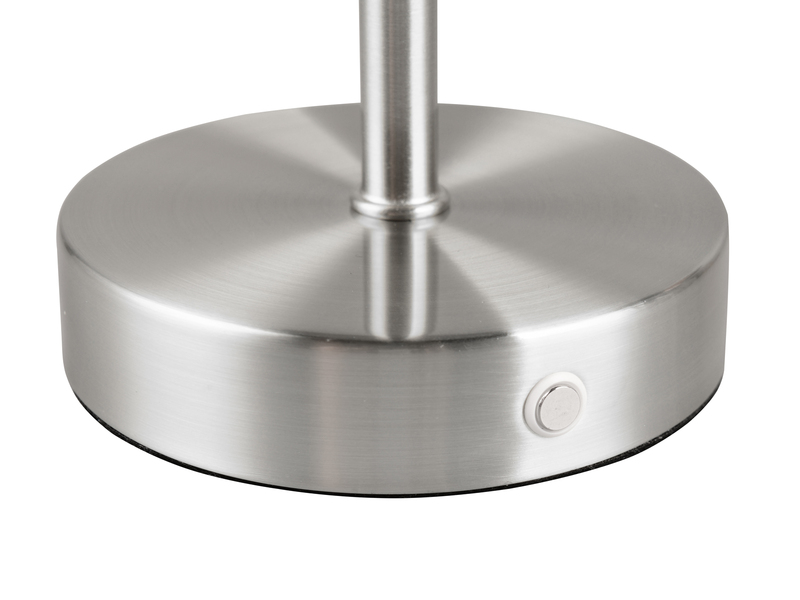 2er SET Akku Tischleuchten, per USB aufladbar, dimmbar, Silber matt, Höhe 30cm